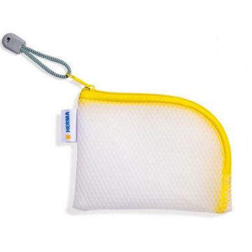 Pochette à filet avec fermeture éclair - A7 - Transparent / Jaune : HERMA Mesh Bags image
