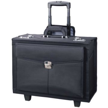 45034 ALASSIO : Valise de pilote avec trolley - ROCCA noir 