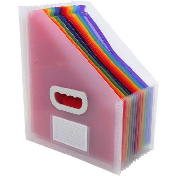 55598E EXACOMPTA : Trieur de bureau extensible  - 12 compartiments - Cristal photo