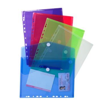 57380E Pochettes enveloppes perforées fermeture velcro Exacompta A4