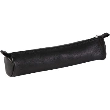 Trousse ronde pour stylos - Cuir Noir - 18 cm : CLAIREFONTAINE Image