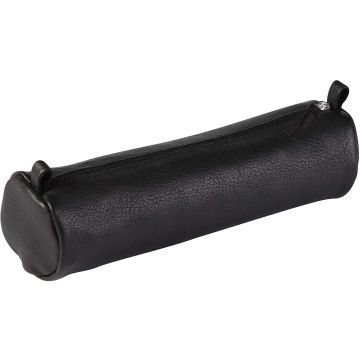 Trousse ronde pour stylos - Cuir Noir vieilli - 21 cm : CLAIREFONTAINE Visuel