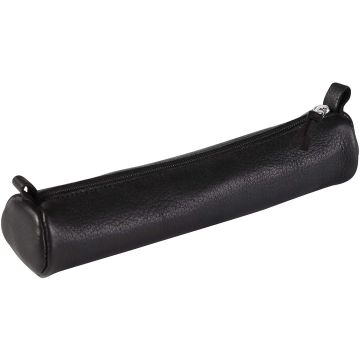 Trousse ronde pour stylos - Cuir Noir vieilli - 18 cm : CLAIREFONTAINE Modèle