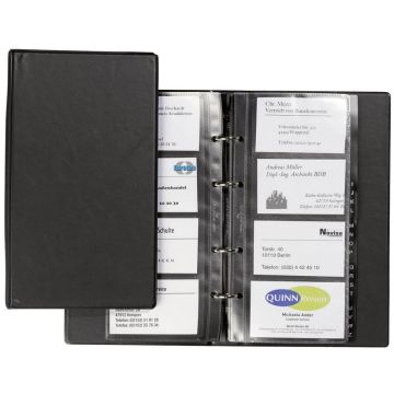 Photo Classeur à anneaux 200 cartes de visite - PVC noir DURABLE Visifix Economy