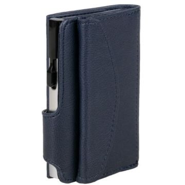 Photo Porte-monnaie avec porte-cartes - Simili-cuir - Bleu / Argent CLICKSAFE