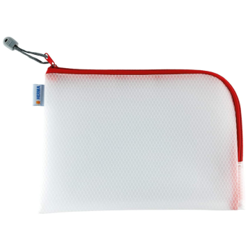 Photo Pochette universelle à zip - 260 x 200 mm - Transparent / Rouge HERMA Mesh Bags