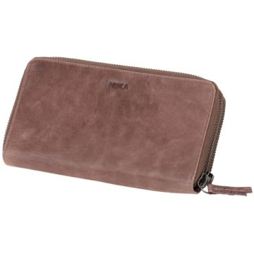 Photo Portefeuille en cuir - 100 x 30 x 190 mm - Gris marron MIKA