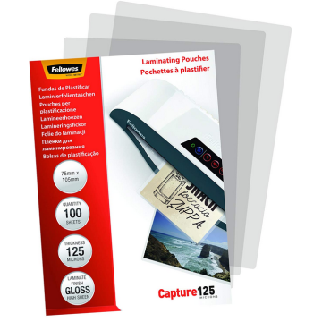 Photo Pochettes à plastifier des Cartes - 250 mic 75 x 105 mm FELLOWES