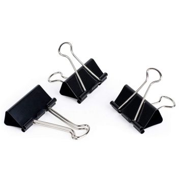 Pince double clip en métal - Largeur 19 mm - Noir - PAVO 8042067