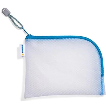 Pochette avec fermeture éclair - 190 x 140 mm - Transparent / Bleu : HERMA Mesh Bags image