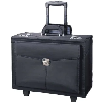 45034 ALASSIO : Valise de pilote avec trolley - ROCCA noir 
