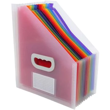 55598E EXACOMPTA : Trieur de bureau extensible  - 12 compartiments - Cristal photo