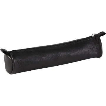 Trousse ronde pour stylos - Cuir Noir - 18 cm : CLAIREFONTAINE Image