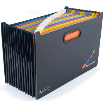 Photo Trieur valisette extensible A4+ - 13 compartiments - Noir RAPESCO SupaFile Plus