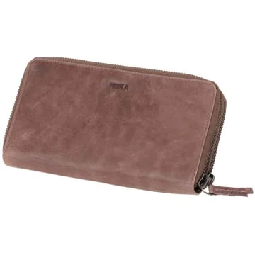 Photo Portefeuille en cuir - 100 x 30 x 190 mm - Gris marron MIKA