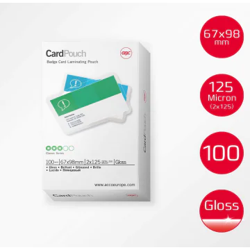 Photo Pochettes à plastifier des Cartes - 250 mic 67 x 98,5 mm GBC CardPouch